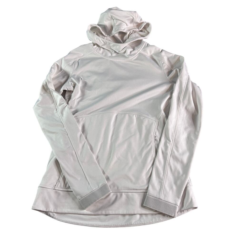 Athleta Strength Hoodie Womens Small White Running Training Thumbholes Pocket